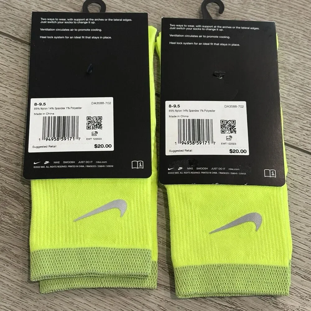 Nike Spark Running Ankle Socks Lightweight Dri-fit Mens 8-9.5 Unisex NWT 2 Pairs